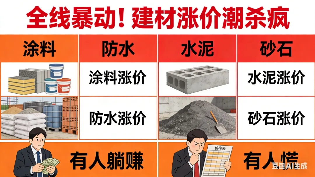 全线暴动!建材涨价潮杀疯:涂料/防水/水泥/砂石齐涨,有人躺赚有人慌 全线暴动!建材涨价潮杀疯:涂料/防水/水泥/砂石齐涨,有人躺赚有人慌